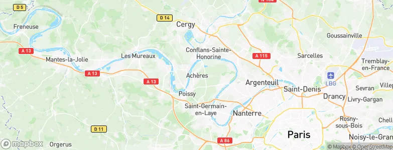 Achères, France Map