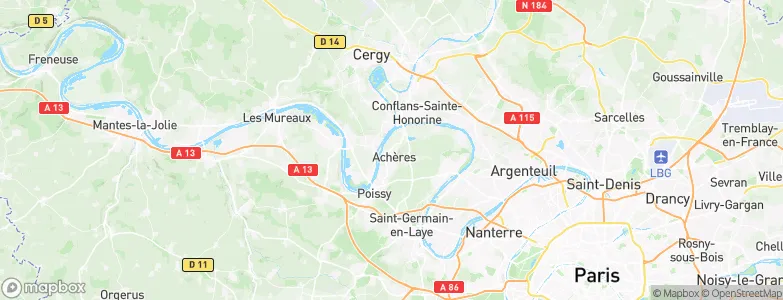 Achères, France Map