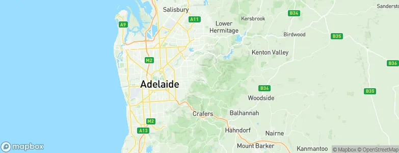 Adelaide Hills, Australia Map