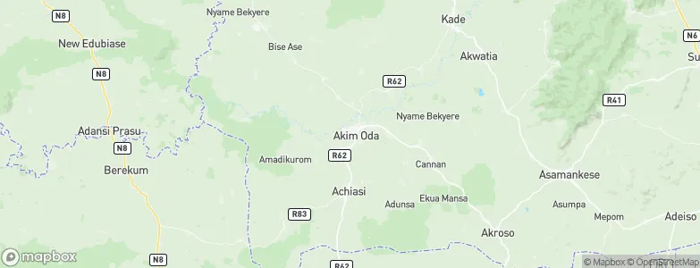 Akim Oda, Ghana Map