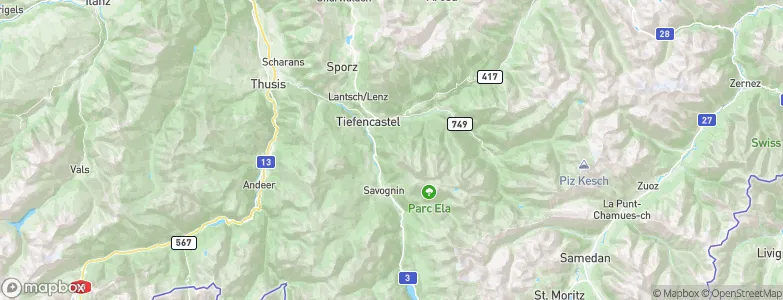 Albula District, Switzerland Map