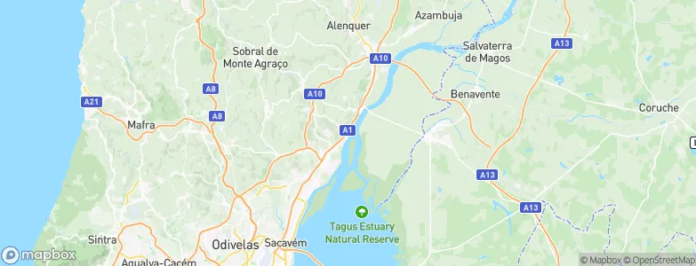 Alhandra, Portugal Map