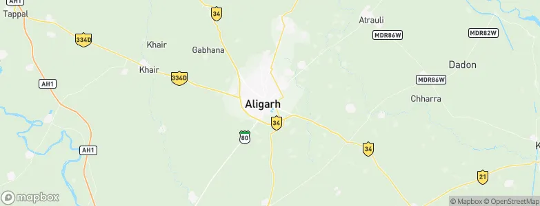 Aligarh, India Map