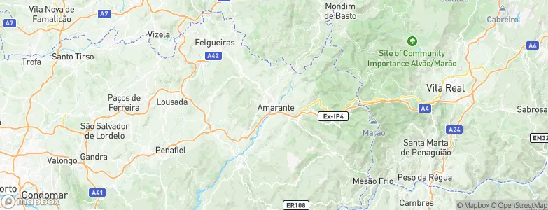 Amarante, Portugal Map