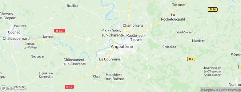 Angoulême, France Map