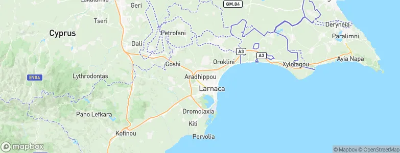 Aradíppou, Cyprus Map