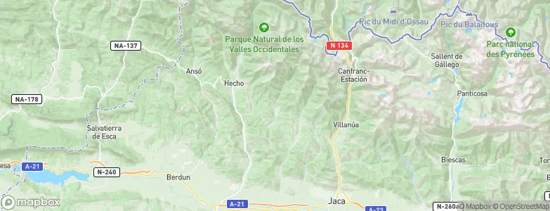 Aragüés del Puerto, Spain Map