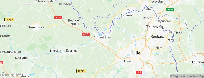 Armentières, France Map