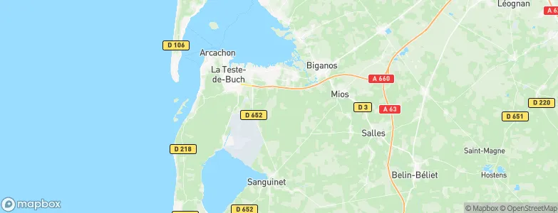 Arrondissement d'Arcachon, France Map