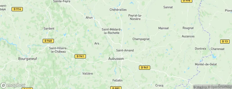 Arrondissement d'Aubusson, France Map