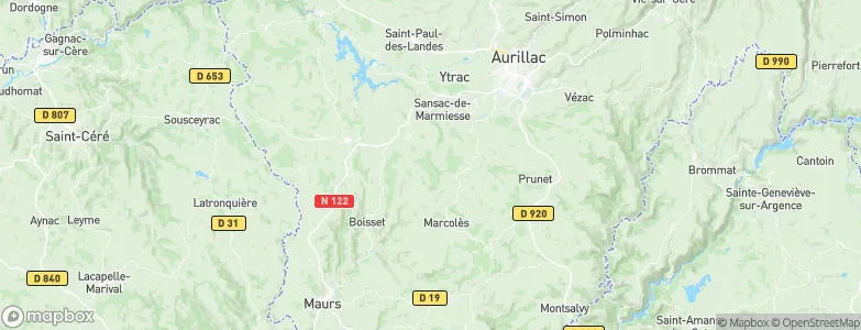 Arrondissement d'Aurillac, France Map