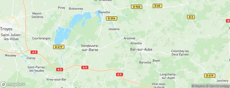 Arrondissement de Bar-sur-Aube, France Map
