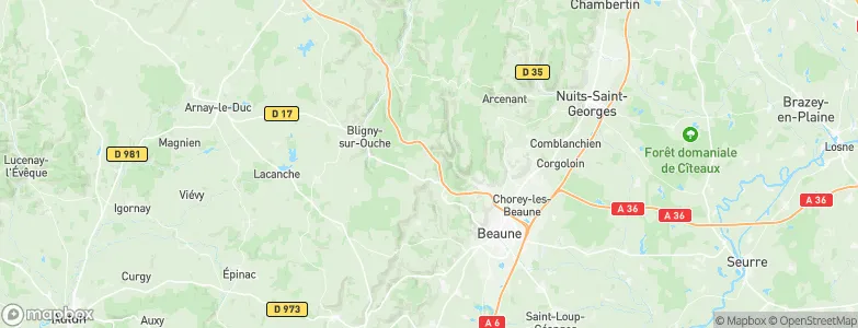 Arrondissement de Beaune, France Map