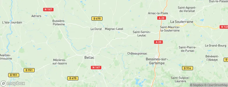 Arrondissement de Bellac, France Map