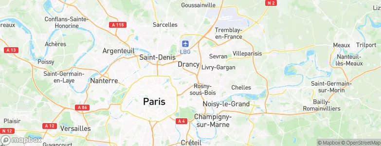 Arrondissement de Bobigny, France Map