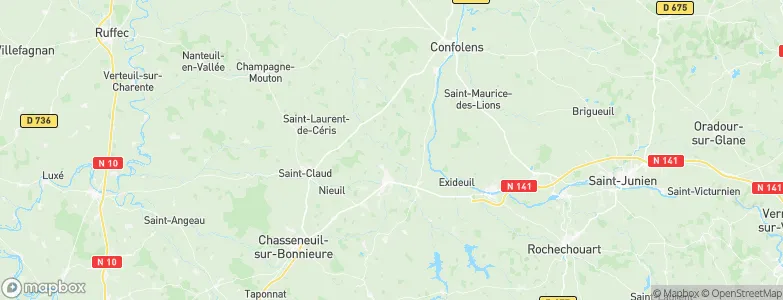 Arrondissement de Confolens, France Map