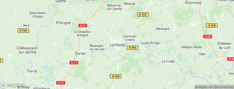 Arrondissement de La Flèche, France Map