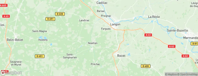 Arrondissement de Langon, France Map