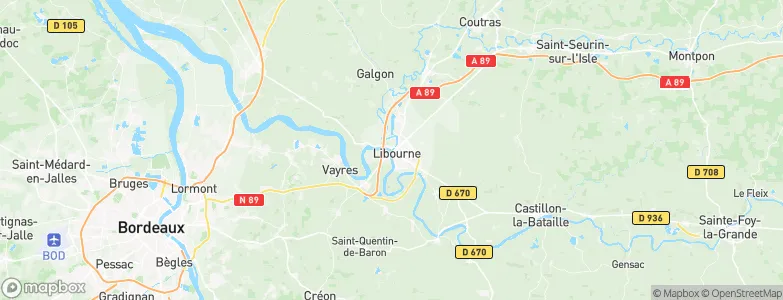 Arrondissement de Libourne, France Map
