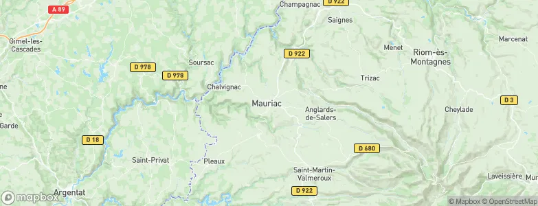 Arrondissement de Mauriac, France Map