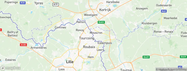 Arrondissement de Mouscron, Belgium Map