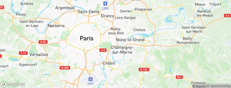 Arrondissement de Nogent-sur-Marne, France Map
