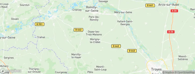 Arrondissement de Nogent-sur-Seine, France Map