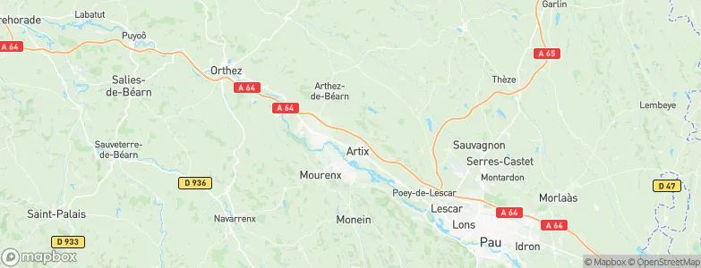 Arrondissement de Pau, France Map