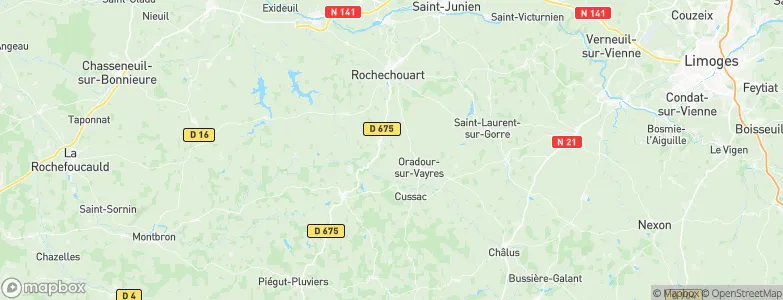 Arrondissement de Rochechouart, France Map