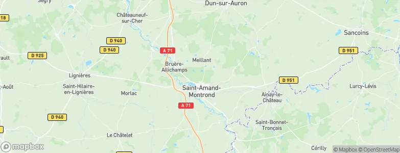 Arrondissement de Saint-Amand-Montrond, France Map