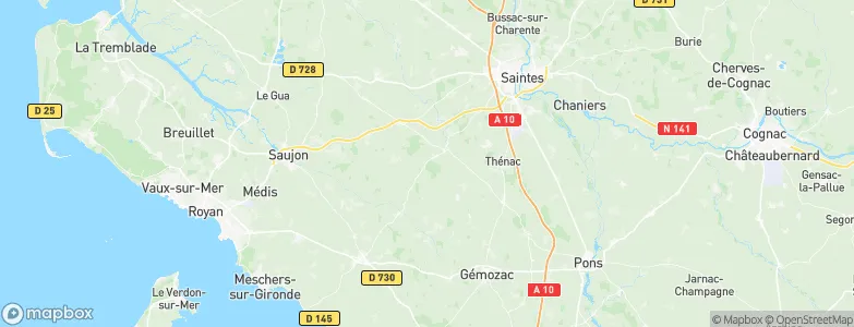 Arrondissement de Saintes, France Map