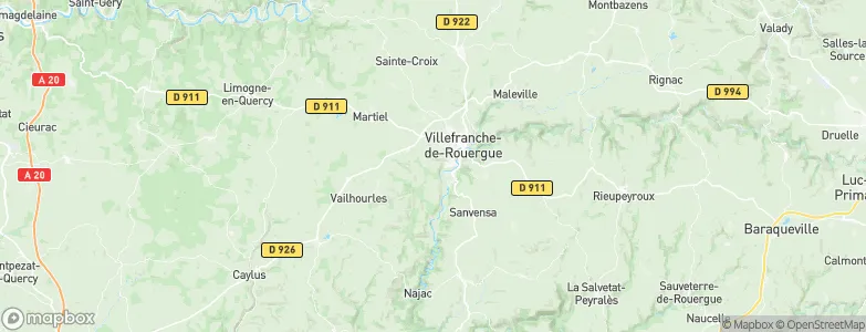 Arrondissement de Villefranche-de-Rouergue, France Map