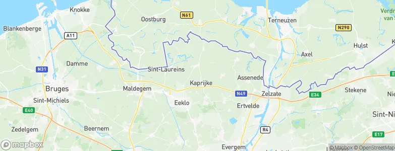 Arrondissement Eeklo, Belgium Map