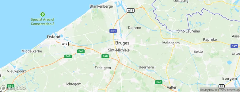 Arrondissement of Bruges, Belgium Map