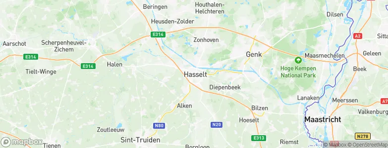 Arrondissement of Hasselt, Belgium Map