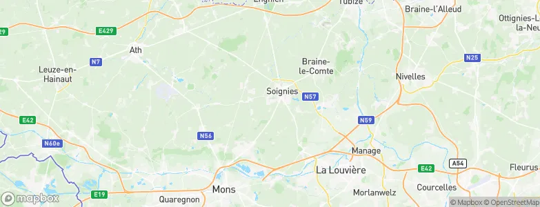 Arrondissement of Soignies, Belgium Map