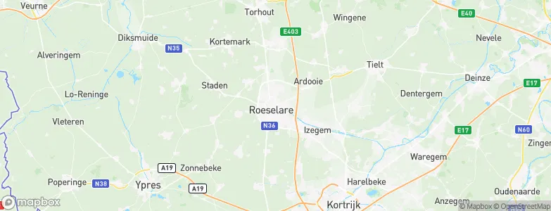 Arrondissement Roeselare, Belgium Map
