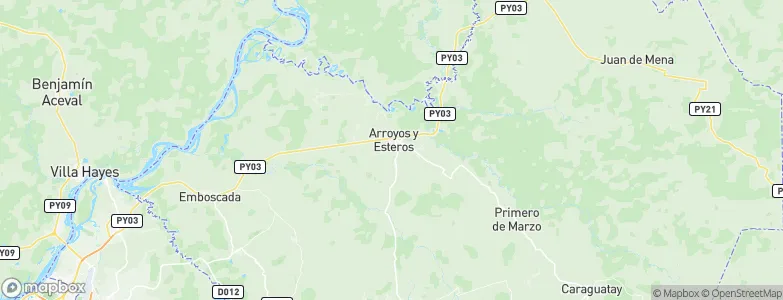 Arroyos y Esteros, Paraguay Map