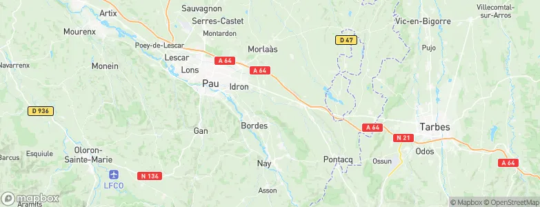 Artigueloutan, France Map