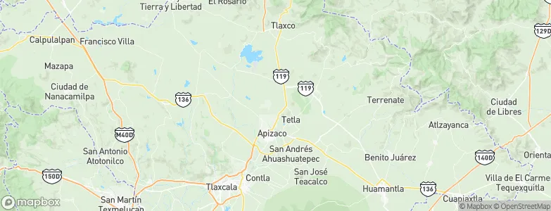 Atexcatzingo, Mexico Map