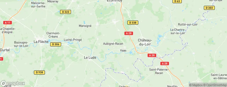 Aubigné-Racan, France Map