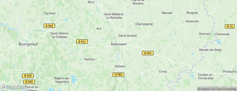 Aubusson, France Map