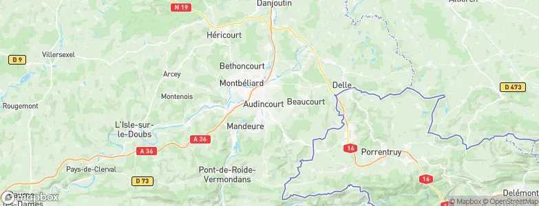 Audincourt, France Map