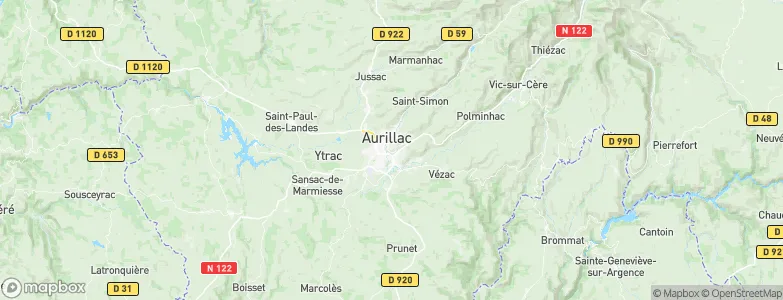Aurillac, France Map
