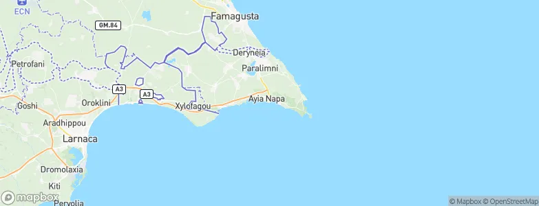 Ayia Napa, Cyprus Map