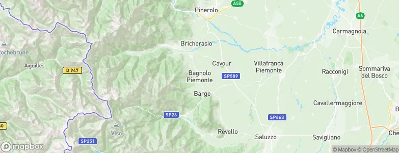 Bagnolo Piemonte, Italy Map