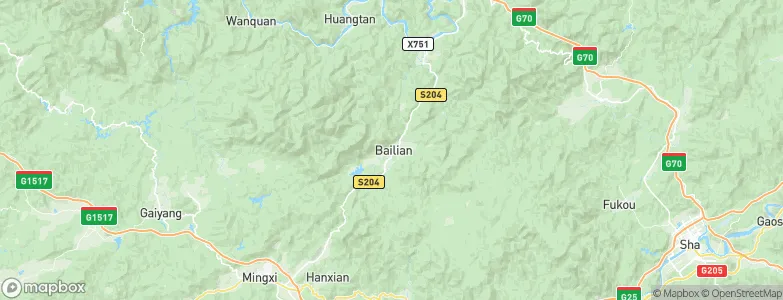 Bailian, China Map