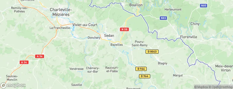 Bazeilles, France Map