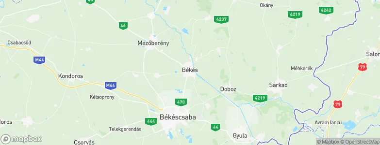 Békés, Hungary Map