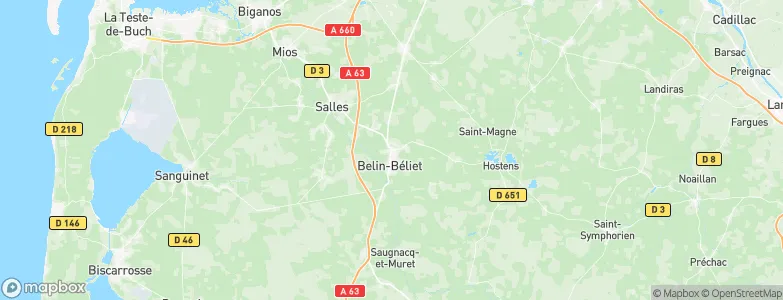 Béliet, France Map